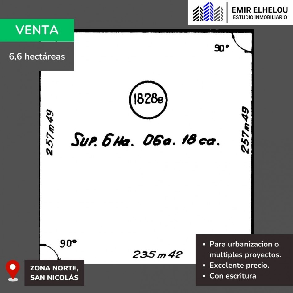 Fraccion de campo de 6,6 hectareas en San Nicolas