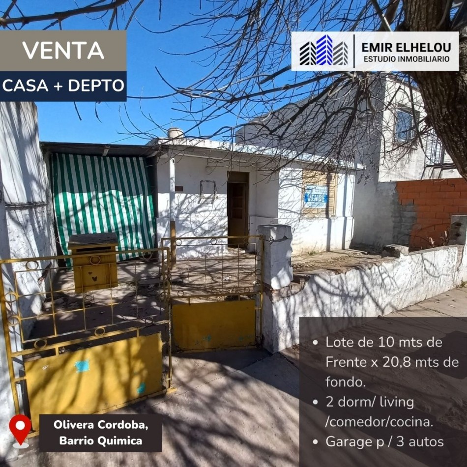 Casa a reciclar de 2 dorm. mas depto. en Barrio Quimica