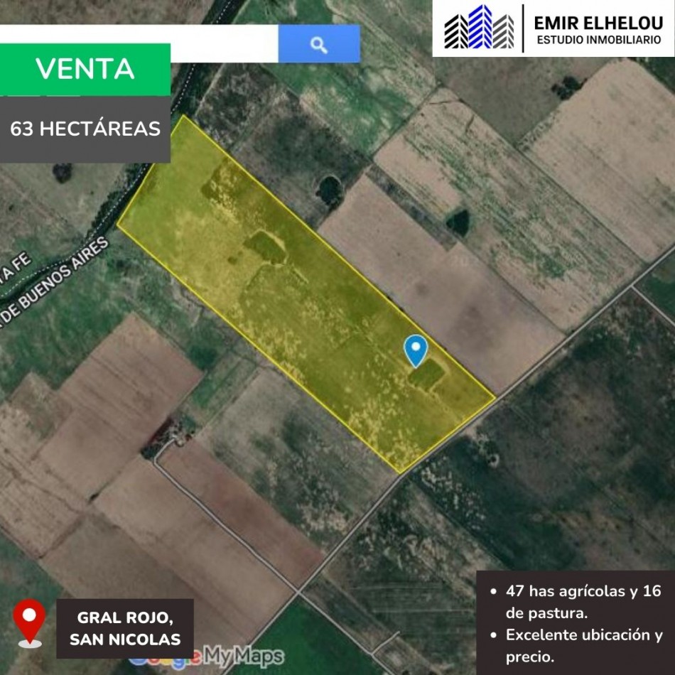 Campo mixto de 63 hectareas en General Rojo