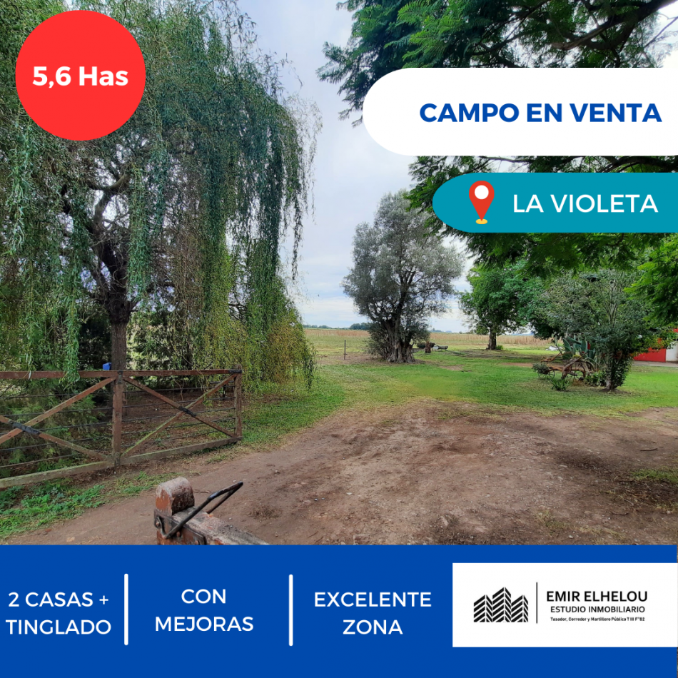 Hermoso campo de 5,6 hectareas en La Violeta (Partido de Pergamino)