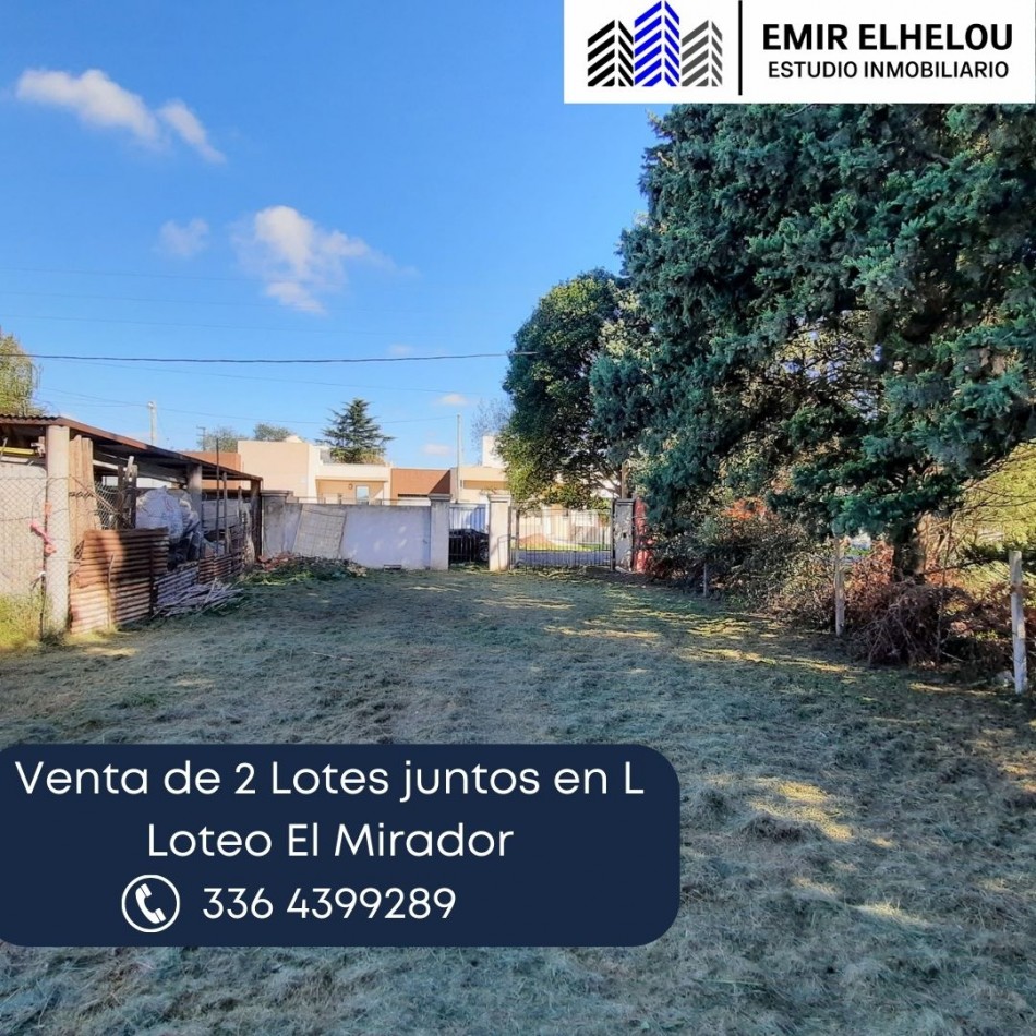 Venta de 2 Lotes En L (juntos) En Loteo El Mirador (Ruta 188 y Autopista 9)