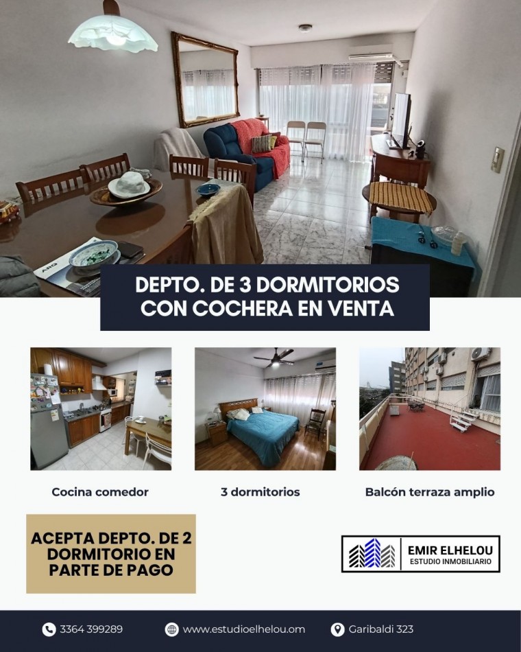 Departamento de 3 dormitorios con Cochera y dependencias en Savio 41