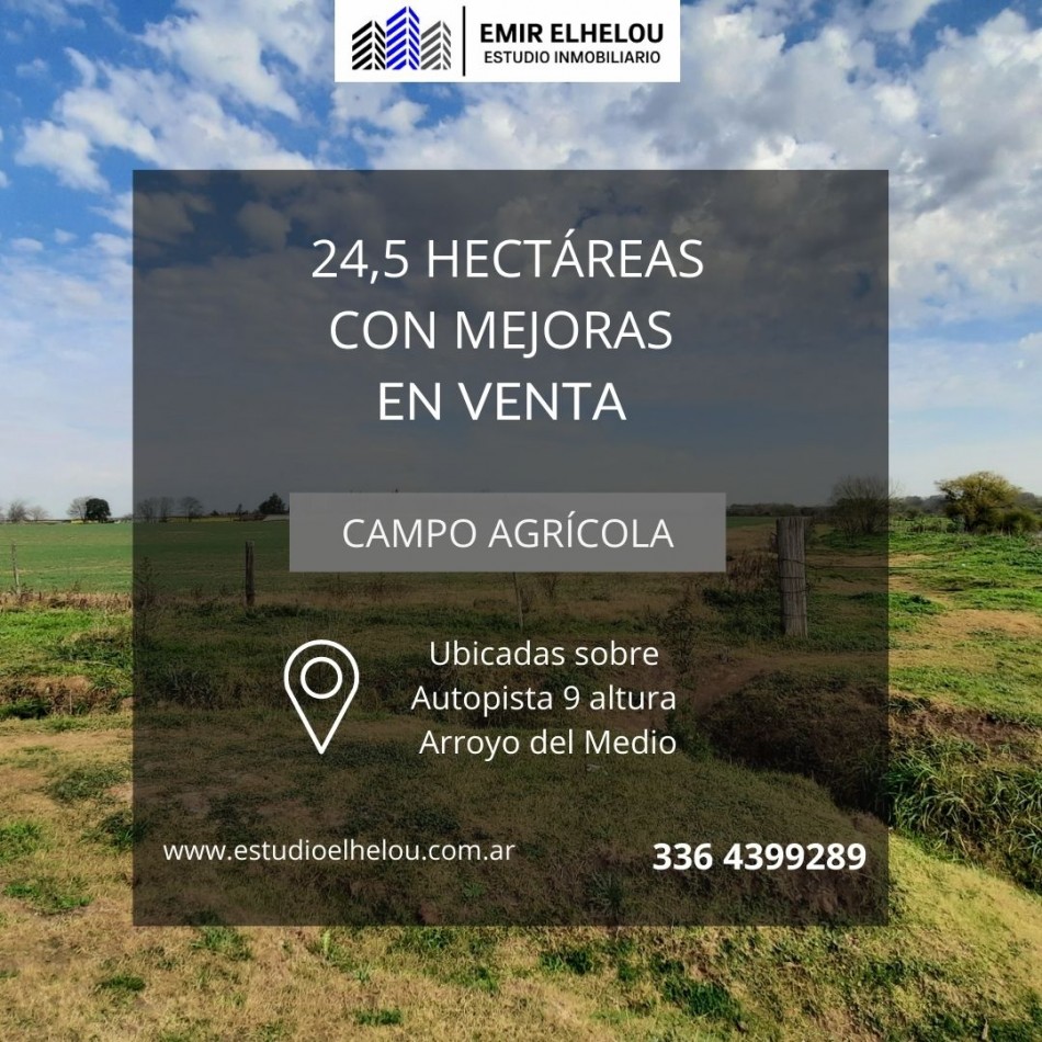 Campo agricola de 24,5 hectareas con mejoras en San Nicolas