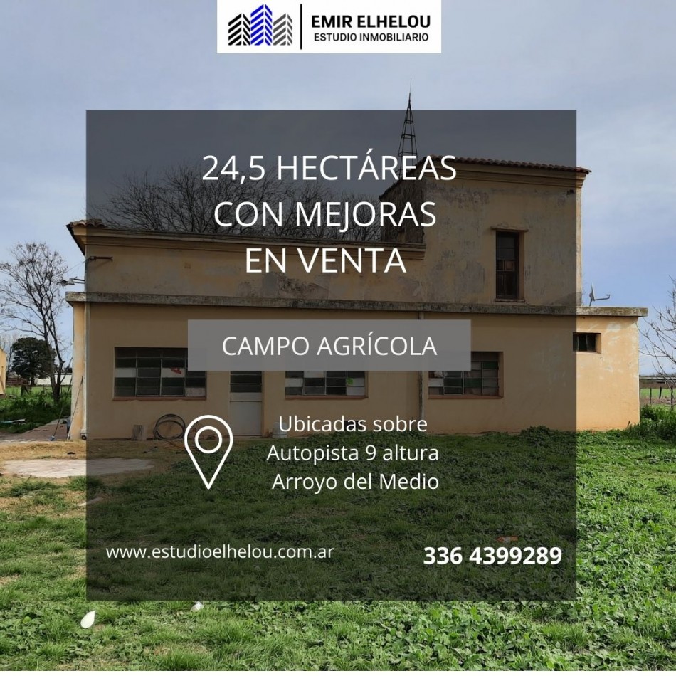 Campo agricola de 24,5 hectareas con mejoras en San Nicolas