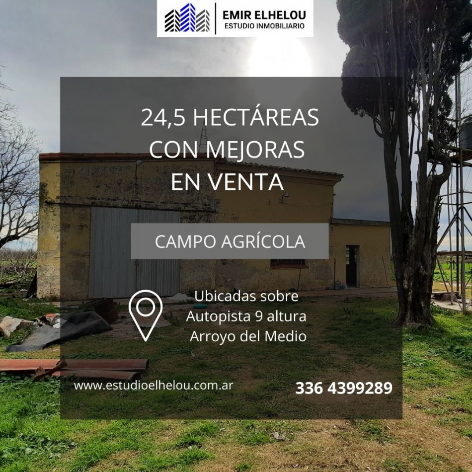 Campo agricola de 24,5 hectareas con mejoras en San Nicolas