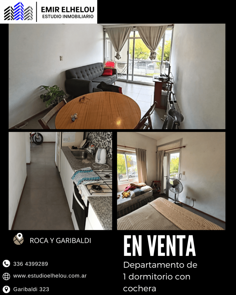  Departamento de 1 dormitorio con cochera en Roca y Garibaldi