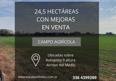Campo agricola de 24,5ha con mejoras