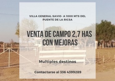Campo de 2,7 hectareas con mejoras en Sanchez